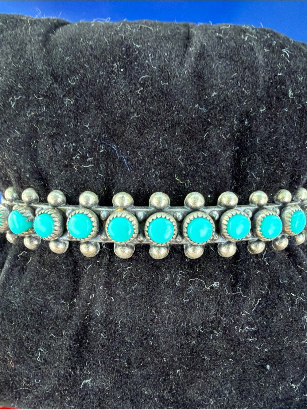 Vintage Bell Trading Post Sterling Turquoise Snake eye bracelet Arrow signpost